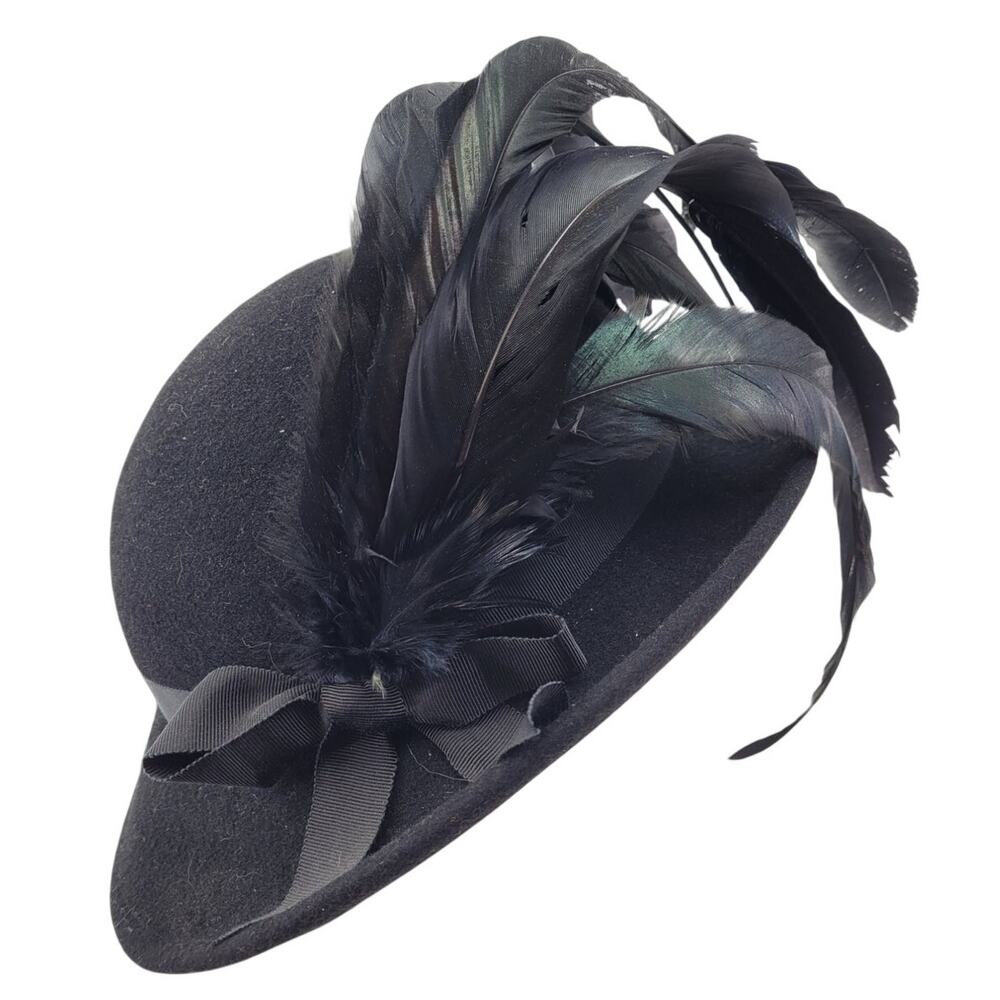 Adolfo Feather Plume Cloche Hat Couture Vintage Glam Millinery Style‎